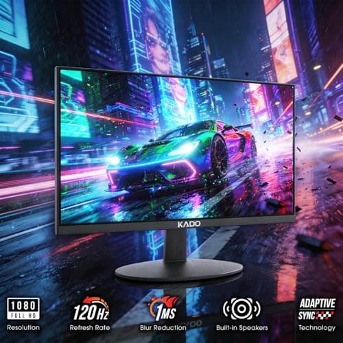 Kado Dual Monitor Setup - 2-Pack 22" 1920x1080 Computer Monitor 120Hz 105% sRGB Edgeless VESA Mount HDMI DisplayPort Office Gaming Built-in Speakers (E22 Gaming Dual Series)