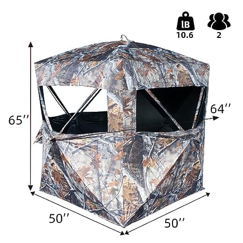 THUNDERBAY SPUR Collector 3 Person Hunting Blind, Portable Ground Blind with Silent Windows, Portable Durable Hunting Tent for Deer & Turkey Hunting
