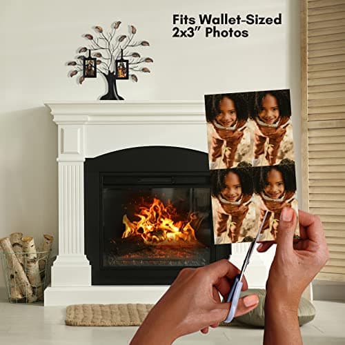 Americanflat Family Tree Picture Frame - Includes 6 Hanging 2x3 Picture Frames - Adjustable Ribbon Tassels - Ideal as Mother’s Day Gifts, Birthday Gifts, or Christmas Decor - Black and Bronze