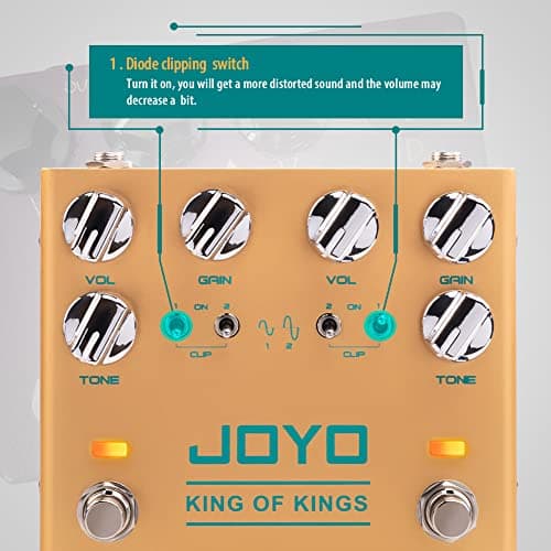JOYO Dual Crunch Pure Analog Circuit Overdrive Effect Pedal with Independent Clipping for Electric Guitar - True Bypass (King of Kings R-20)