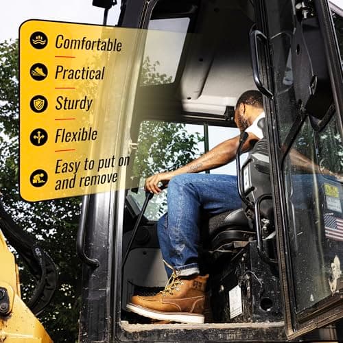 ROCKROOSTER Magnolia 6" Side-Zipper Wedge Boots for Men, Lightweight Soft Moc Toe Motorcycle Boots SAP309-Brown, SAP309BK-Black, SAP310-Black