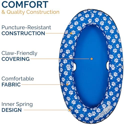 SwimWays Paddle Paws Spring Float Dog Raft, Large (65 lbs. and Up), Blue