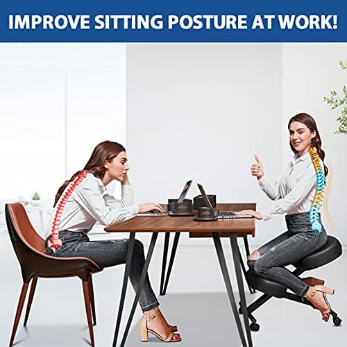 Ergonomic Kneeling Chair, Meditation Chair with Height Adjustable and Cushion for Home and Office, Posture Office Stool with an Angled Seat and Casters