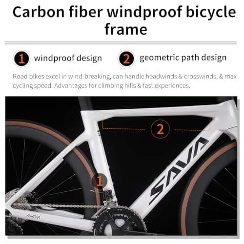 SAVADECK Carbon Fiber Road Bike, Hydraulic Oil Disc Bike with Carbon Fiber Frame and Wheelset, Lightweight Full Carbon Racing Bicycle with Shimano R7120 24S Shift Set for Adults