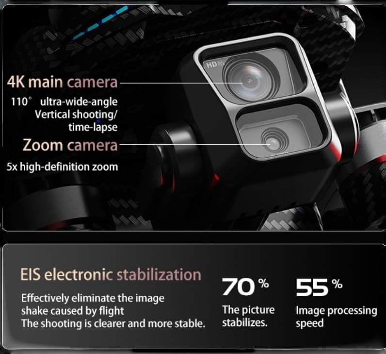 AE60 Ultra Drones with Camera for adults 4K Video Recording and 8K Photo Resolution, 3-Axis Gimbal,7.5 Miles Long Range, 7.2" Touch Screen Remote, 360 Laser Obstacle Avoidance, GPS Return Home, Airdrop Function Professional Quadcopter (Carbon Fiber, 3 Batteries + 64GB TF Card + Pad)