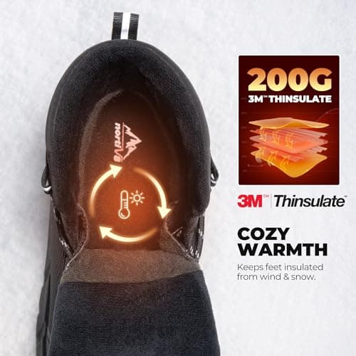 NORTIV 8 Men's Wide Winter Boots Grip on Snow Ice Insulated Waterproof Lightweight Comfortable Hiking Outdoor Boots