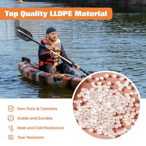 11.9 ft Fishing Kayak for Adults, Sit on Top Kayak with Paddle & Comfortable Seat, Hard Shell Recreational Ocean Fishing Boat for Lake River Sea, 661 LBS Capacity