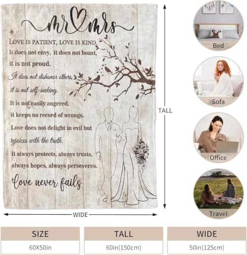 Wedding Gifts for Couples 2025 Soft Blanket, Bridal Shower Gifts for Bride to Be, Anniversary Mr and Mrs Gifts, Wedding Gifts for Newlyweds Just Married Gifts Wedding Throw Blanket 60 * 50
