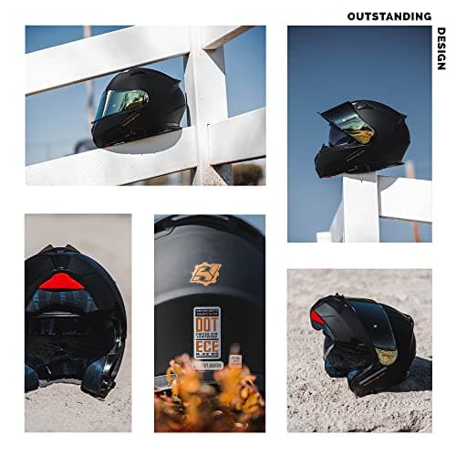 HAX Amatista Modular Flip-Up Dual Visor Motorcycle Helmet - DOT/ECE Approved, Lightweight, Comfortable, and Stylish Helmet for Men and Women (Matte Black XXL)