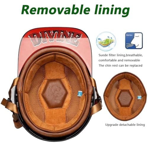Baseball Motorcycle Half Helmet DOT Approved for Adults Universal Hat Style Helmet with Adjustable Quick Release Buckle Fits Bicycle Cruiser Scooter