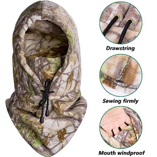Watayo Hunting Face Mask for Cold Weather- Winter Camouflage Balaclava Face Mask- Hunting Trapper Hat Headwear for Men Women