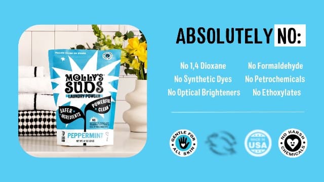 Molly's Suds Original Laundry Detergent Powder | Clean Laundry Detergent Powder for Sensitive Skin | Simple, Effective Ingredients, Stain Fighting | 120 Loads (Unscented)