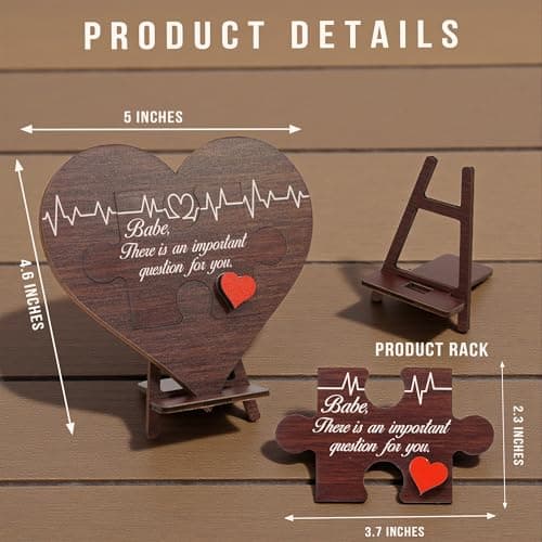 Will You Be My Girlfriend Sign – Mothers Day Gifts for Girlfriend, Wooden Heart Proposal Puzzle with Hidden Message, Be My Valentine Girlfriend Proposal Gifts Decor, Romantic Valentine Gift Ideas