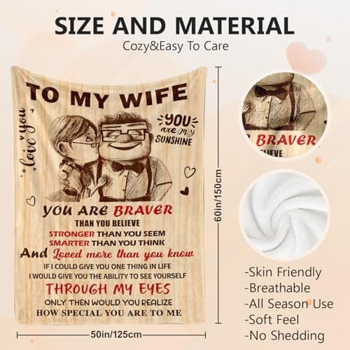 Gifts for Wife from Husband - Wedding Anniversary Birthday Gifts for Women - Romantic I Love You Present for Her - Christmas Mothers Day & Valentines Day Gifts for Wife - To My Wife's Blanket 50"x60"