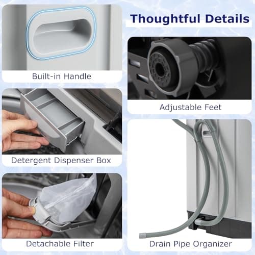 Giantex Portable Washing Machine, 1.5 cu.ft Compact Washer with Drain Pump, LED Display, 8 Programs, 10 Water Levels, Child Lock, 11 LBS Clothes Capacity for Apartment, Home, Dorms, RV (Gray & Black)