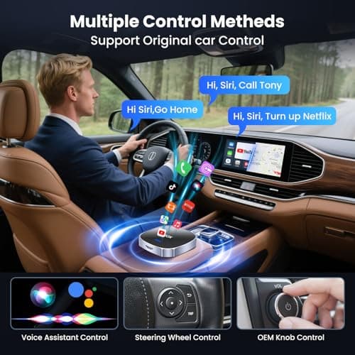 2-in-1 Wireless Apple CarPlay&Android Auto Adapter 2026, Magic AI Box Streaming Dongle Support Netflix/YouTube, Plug&Play, Car Play Wireless Adapter, Only Fit for Cars with Wired CarPlay/Android Auto