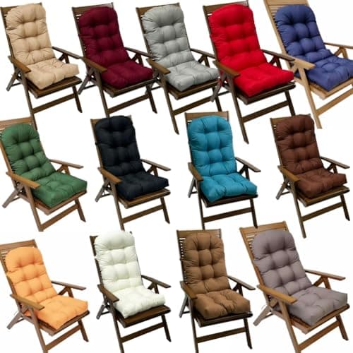 Adirondack Chair Cushion, Waterproof Indoor/Outdoor Rocking Chair Cushion ，44inch/48inch High Back Patio Cushions with Ties，Waterproof，Sunscreen and Fade-Resistant (Navy Blue, 44x20in)