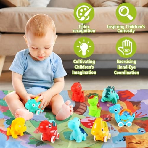 9 PCS Vehicles for Baby Boy Gifts,1 Year Old Toys for Toddler Boy Toys 1-2,1st Birthday Gift for Infant 12 18 Months ALASOU Dinosaur Car Toys for 1 Year Old Boy Gifts with Playmat/Storage Bag B09MN585VM