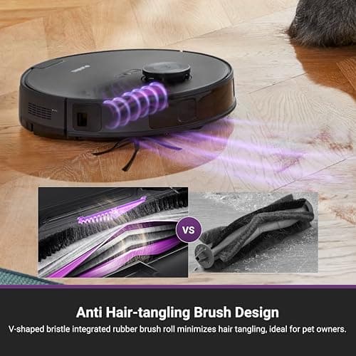 Eureka E20 Evo Plus Robot Vacuum and Mop Combo, 10,000Pa Suction Robot Vacuum Cleaner Bagless Self-Emptying Station, 45-Day Capacity Anti-Hair-Tangling Side Brush Mop Lifting App Control LiDAR Nav