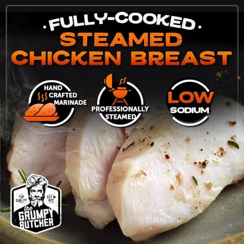 Grumpy Butcher Box Meat Food Gifts – Includes 2 Top Sirloin Steaks (6 oz), 2 Duroc Bone-In Pork Steaks (14 oz) & 2 Large Fully-Cooked Chicken Breasts – Lean Steak & Premium Meat Gift Box