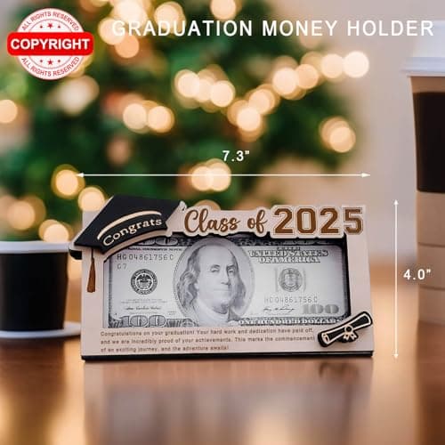 Graduation Gifts 2025 Money Holder, Wooden Graduation Money Cash Envelope Box for Class of 2025 Senior College University Graduates Holiday Christmas Gifts