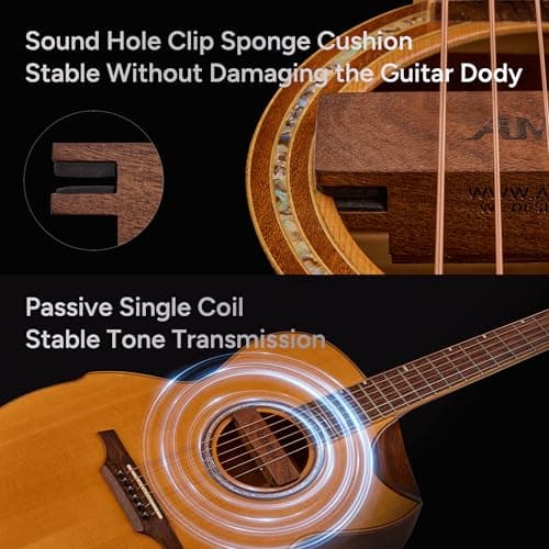 AMUMU SP30WN Walnut Woody Soundhole Pickup with Neodymium Magnet for Acoustic Guitars – Single Coil, Passive, Battery-Free, Clear & Balanced Acoustic Tone