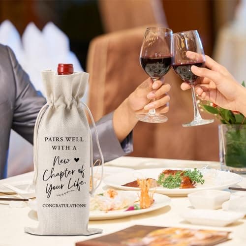 YUANHAO Moving Away Gifts for Friends, Farewell Gifts for Coworkers, Going Away Gift for Women Men, Goodbye Gift for Coworkers, Funny New Chapter Wine Bag