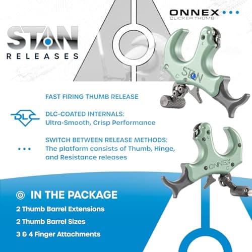 Stan OnneX Clicker Thumb Bow Release Aid for Archery & Hunting - Adjustable, DLC-Coated Resistant Internals, Smooth Action, Click-Feedback System, Modular 3 or 4 Finger Fit