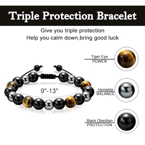 Sereney 9 10 11 12 13 15 16 18 21 30 40 50 60 Year Old Birthday Gifts for Him Boys, Handmade Triple Protection Bracelets as Adjustable National Boyfriend Day Bracelets for Boys Son Grandson Dad Man
