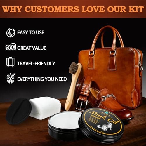 Feilove 4-in-1 Mink Oil Leather Conditioner and Cleaner 3.52 oz - Premium Waterproof Formula for Boots and Shoes