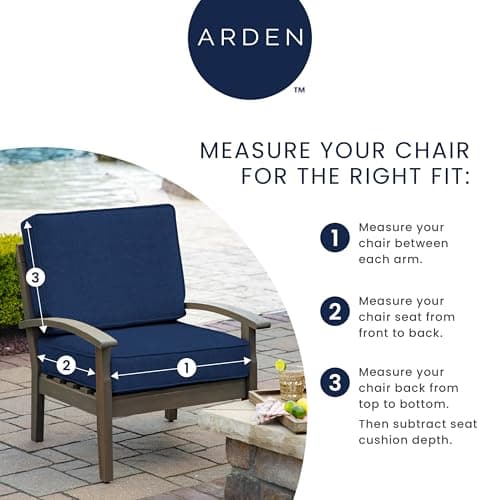 Arden Outdoor Foam Adirondack Cushion, 2 Pack, 21.5 x 19, Water Repellent, Fade Resistant, Foam Cushion for Adirondack Chairs Clark Blue