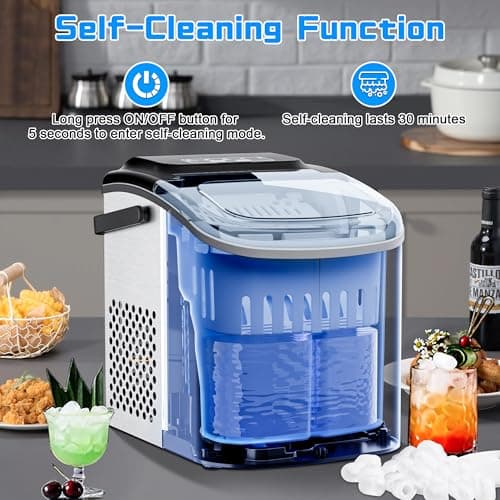 Commercial Nugget Ice Maker 80Lbs/24H with 20Lbs Storage, Stainless Steel Pellet Ice Machine, Ready in 10-15 Mins, Self-Cleaning for Office & Home Restaurants Bars