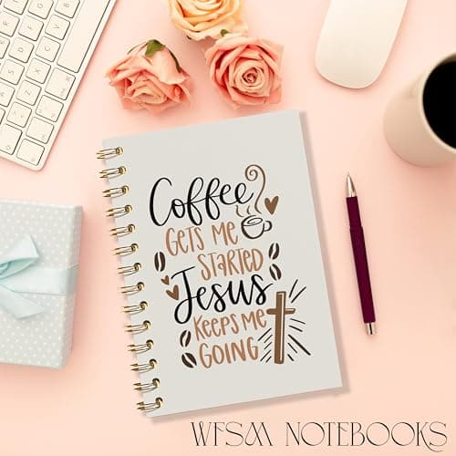 WFSM Coffee and Jesus Notebook - Coffee Christian Journal, Coffee Jesus Spiral Notebook, Coffee Christian Jesus Decor, Jesus Gifts for Women, Gifts for Coffee Lovers, Christian Gifts, 5.5x8.3 Inches B0DJKV6SK2