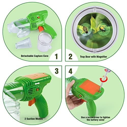PLAY Bug Vacuum for Kids,Bug Catcher kit for Kids,Eco-Friendly Bug Suction Toy Vacuum with Magnifying Glass Viewing Chamber, for Boys Age 4+