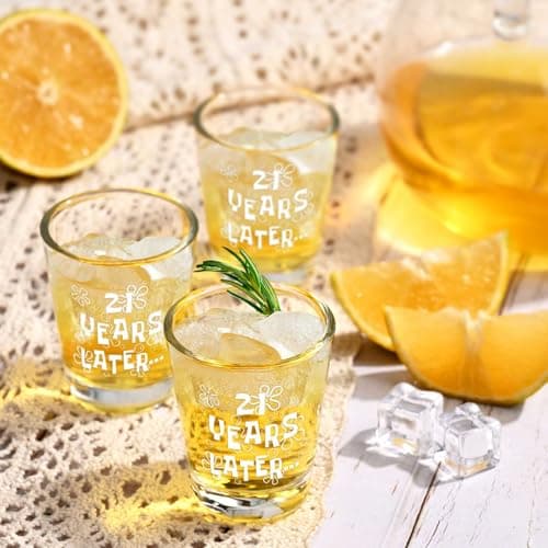 Futtumy 21 Years Later Shot Glasses Set 2, 21st Birthday Gift for Her, 21st Birthday Gifts for Him, Gifts for 21 Year Old Male Female Women Men Son Daughter, Funny Birthday Present for Him or Her B0G4GX17D8