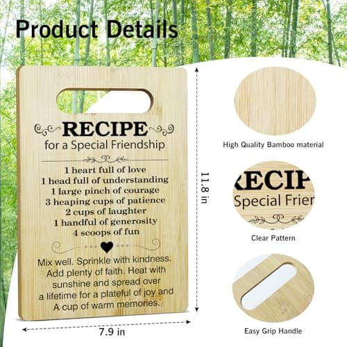 Friend Gifts Kitchen Cutting Board - Recipe For A Special Friendship, Gifts For Thanksgiving Chopping Board, Birthday Gifts For Friends Bestie, Bamboo Cutting Boards For Kitchen Cooking Restaurant