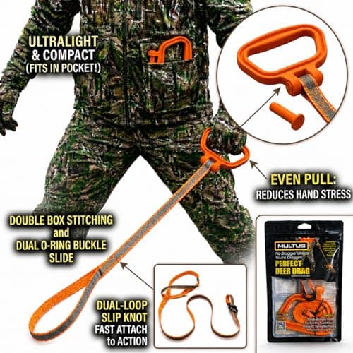MULTUS Deer Drag Rope & Strap - Heavy Duty Deer Puller for Hunting - Unique Gifts for Hunters, Dad, Men Who Have Everything - Hunting Essentials & Accessories