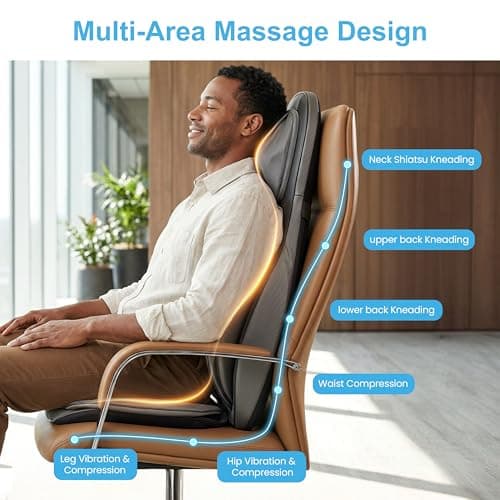 COMFIER Massager Chair with Heat, Shiatsu Neck Back Massager Portable with Compression & Rolling,Massage Chair Pad for Neck & Back for Muscle Tension Relief, Father Day Gift