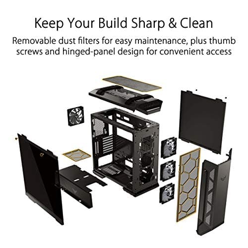 ASUS TUF Gaming GT501 Mid-Tower PC Case for up to EATX Motherboards with USB 3.0 Front Panel, Smoked Tempered Glass, Steel Construction, and Four Case Fans