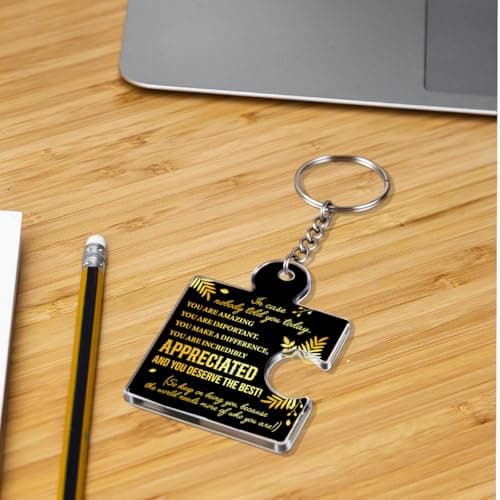 Gift Set for Employee, Staff, Teachers, Teamwork Puzzle Piece Keyring, Acrylic Team Appreciation Gifts Bulk Thank You Keychains for Coworkers B0FD9YB7K3