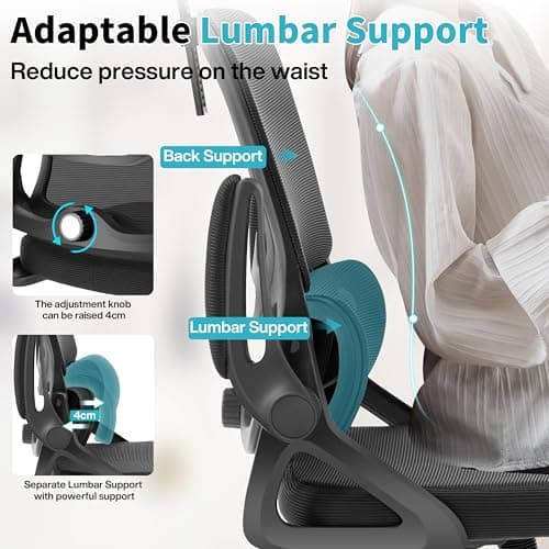 Ergonomic Office Chair,Mesh Office Chair with Lumbar Support,High Back Desk Chair with Flip-up Arms,400 lbs Big and Tall Computer Chair with Headrest,Comfy Desk Chairs