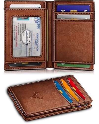 BULLIANT Magnetic Closure Slim Wallet-Genuine Leather Front Pocket Wallet for Men,RFID Blocking,Holds 12 Cards and Money Clip