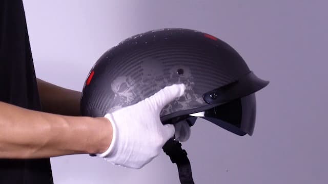 VCOROS Carbon Fiber Open Face Retro Motorcycle Helmets Men Women Half Face Helmets for Motorbike Cruiser Chopper Moped Scooter ATV (Gloss Black, L)