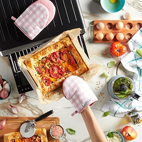 KitchenAid Gingham Mini Oven Mitt 2-Pack Set, Dried Rose, 5.5"x8" B0BMKLJMKR