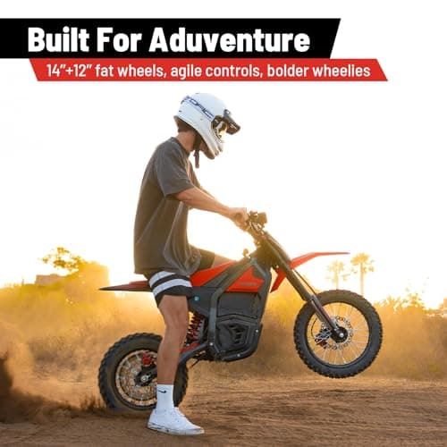 Yozma IN10 Electric Mini Dirt Bike for Teens & Adults, 14"/12" Fat Tire 2600W Electric-Motorcycle with 48V 23AH Battery Ebike 40MPH Hydraulic Brakes Mountain Off-Road EBike, Fit Age 13+