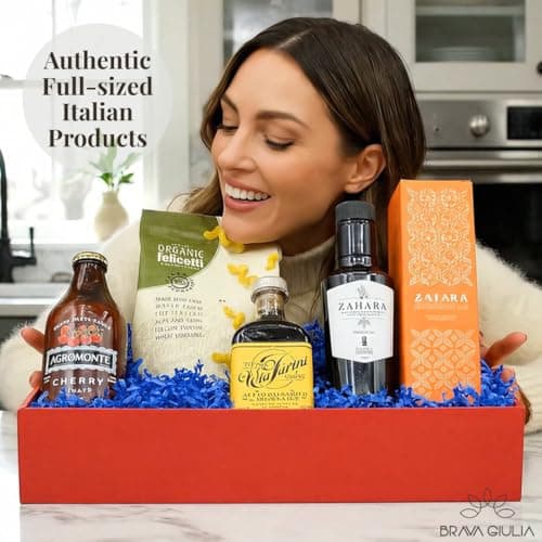 Brava Giulia Italian Gift Box – Premium EVOO, Aged Balsamic, Organic Pasta & Tomato Sauce | Gourmet Food Set from Italy | Holiday & Hostess Gift