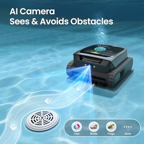 AIPER Scuba V3 AI Vision Cordless Robotic Pool Cleaner, Include Wireless Charging Dock, Smart Waterline Parking & Featherlight Design, Micromesh Multi-Layer Filtration, Grey
