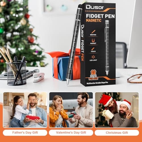 Gifts for Men Fidget Pen, Stocking Stuffers for Teens, White Elephant Gifts for Adults, Anniversary Birthday Gift for Men Him Husband Teenage Boy Brother, Mens Gift for Christmas Multifunction Pen