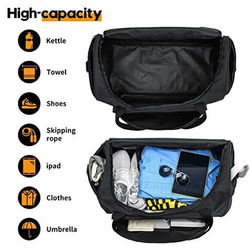 uarition Gym Bag for Men - 55L Black Durable Large Duffle Bag for Travel, Workout, Fitness & Sport