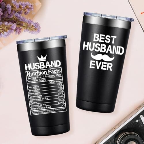Husband Christmas Gift Ideas - Anniversary, Valentines Day, Fathers Day, Birthday Gifts for Husband, Hubby from Wife Grifarny Gifts for Husband from Wife - Best Husband Ever Gift Tumbler 20 oz B0DBV286MY